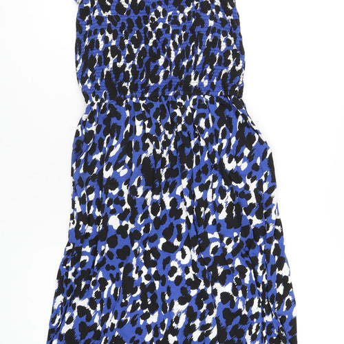 John Lewis Womens Blue Geometric Viscose A-Line Size M Square Neck Pullover