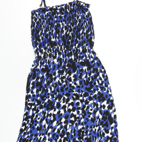 John Lewis Womens Blue Geometric Viscose A-Line Size M Square Neck Pullover