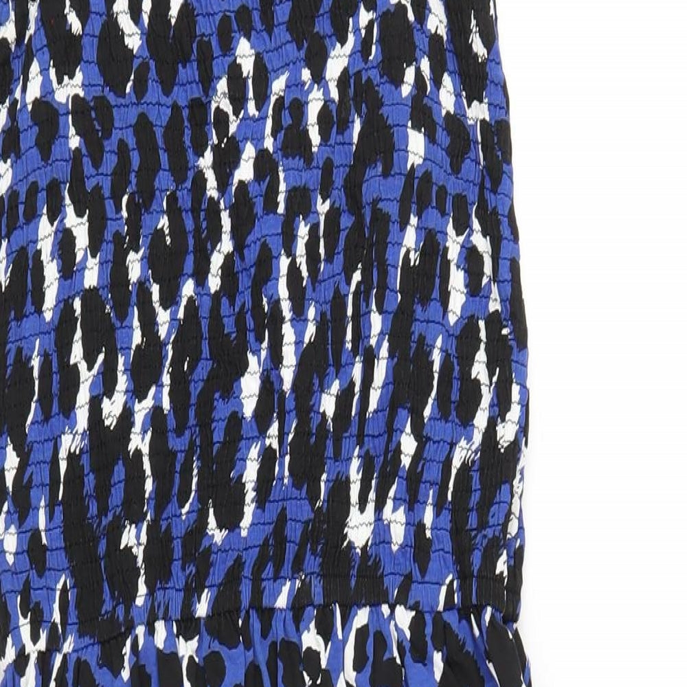 John Lewis Womens Blue Geometric Viscose A-Line Size M Square Neck Pullover