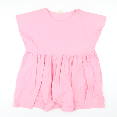 H&M Womens Pink Polyester Trapeze & Swing Size 10 Round Neck Pullover