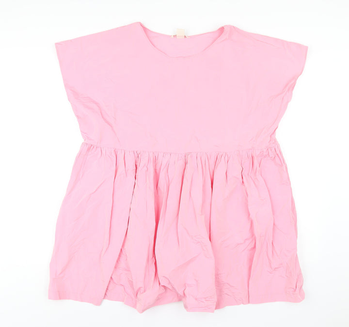 H&M Womens Pink Polyester Trapeze & Swing Size 10 Round Neck Pullover