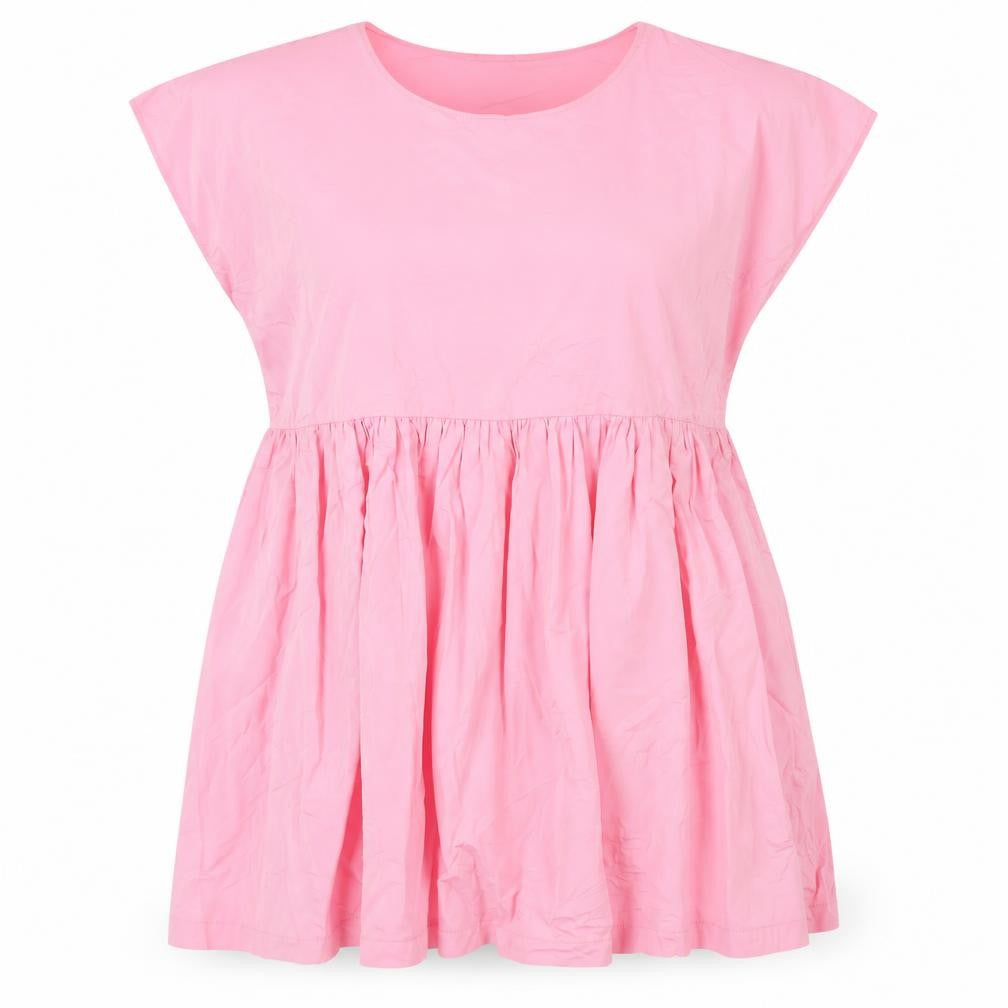 Front view of H&M women’s pink polyester trapeze & swing, size UK 10, round neck pullover