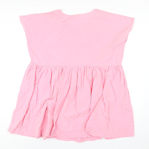 H&M Womens Pink Polyester Trapeze & Swing Size 10 Round Neck Pullover