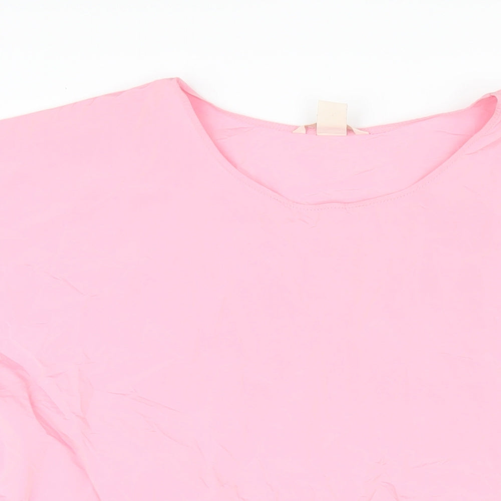 H&M Womens Pink Polyester Trapeze & Swing Size 10 Round Neck Pullover