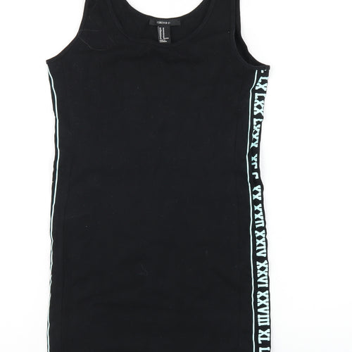 FOREVER 21 Womens Black Cotton Tank Dress Size M Scoop Neck Pullover