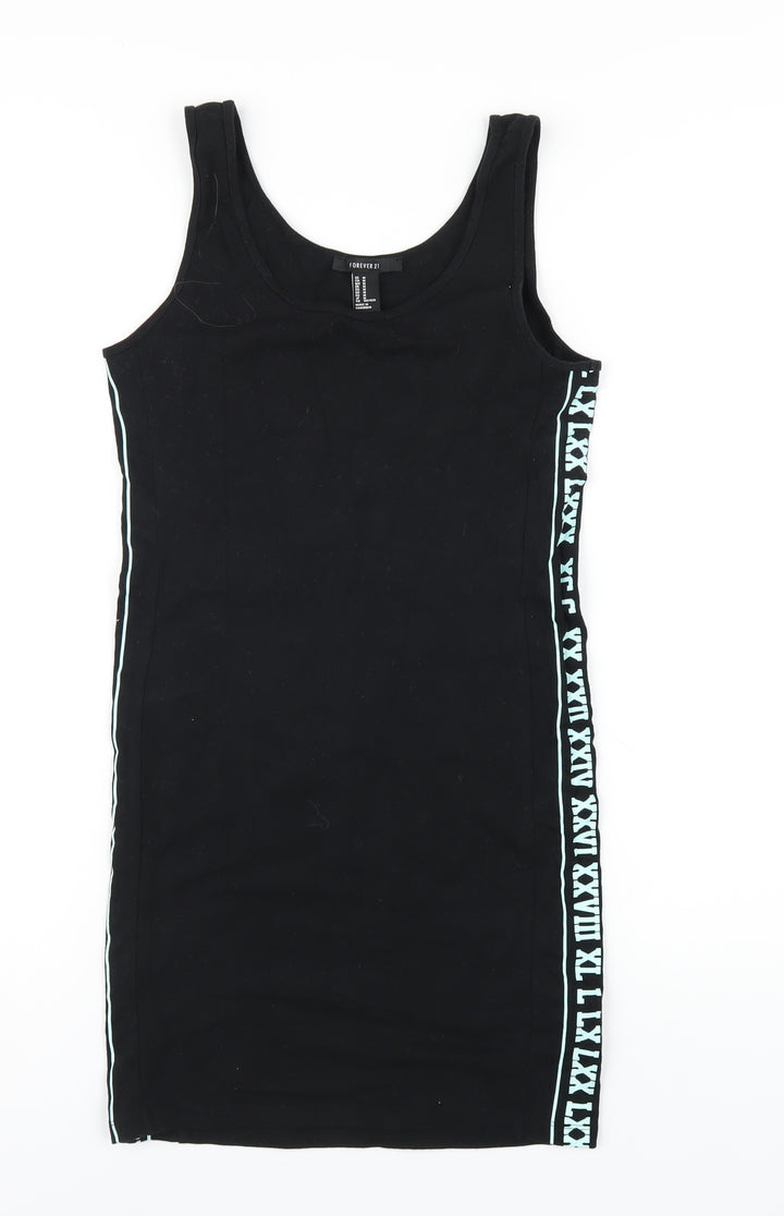 FOREVER 21 Womens Black Cotton Tank Dress Size M Scoop Neck Pullover