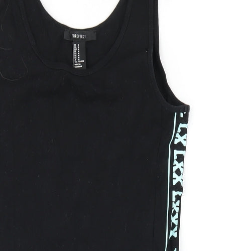 FOREVER 21 Womens Black Cotton Tank Dress Size M Scoop Neck Pullover