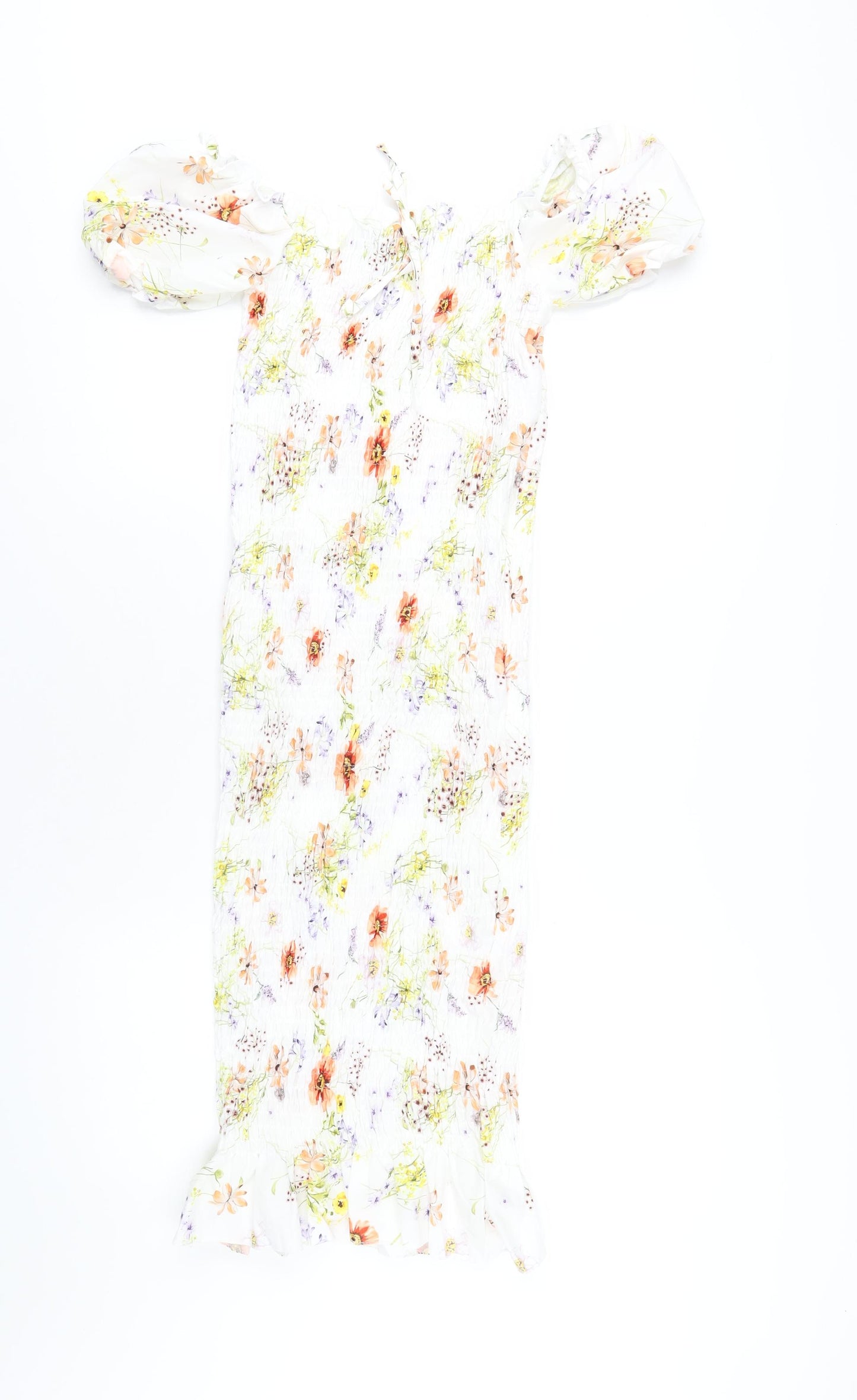 I SAW IT FIRST Womens White Floral Polyester Bodycon Size 10 Off the Shoulder Pullover