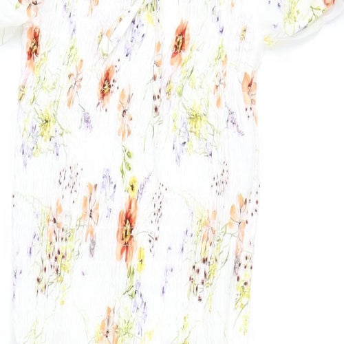 I SAW IT FIRST Womens White Floral Polyester Bodycon Size 10 Off the Shoulder Pullover