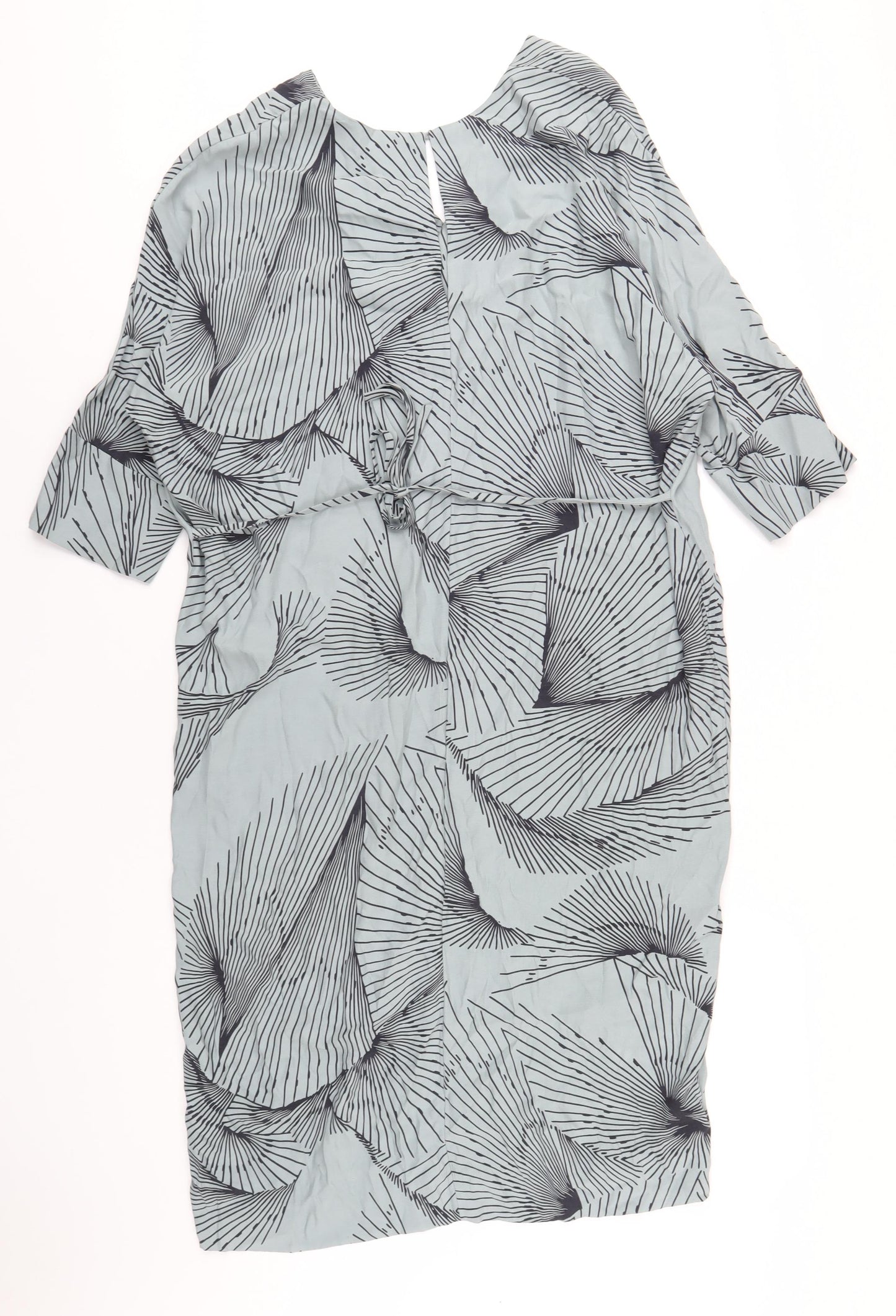 Jigsaw Womens Green Geometric Viscose A-Line Size S V-Neck Button