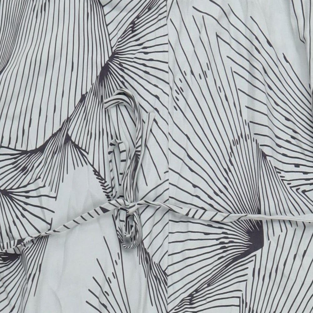 Jigsaw Womens Green Geometric Viscose A-Line Size S V-Neck Button