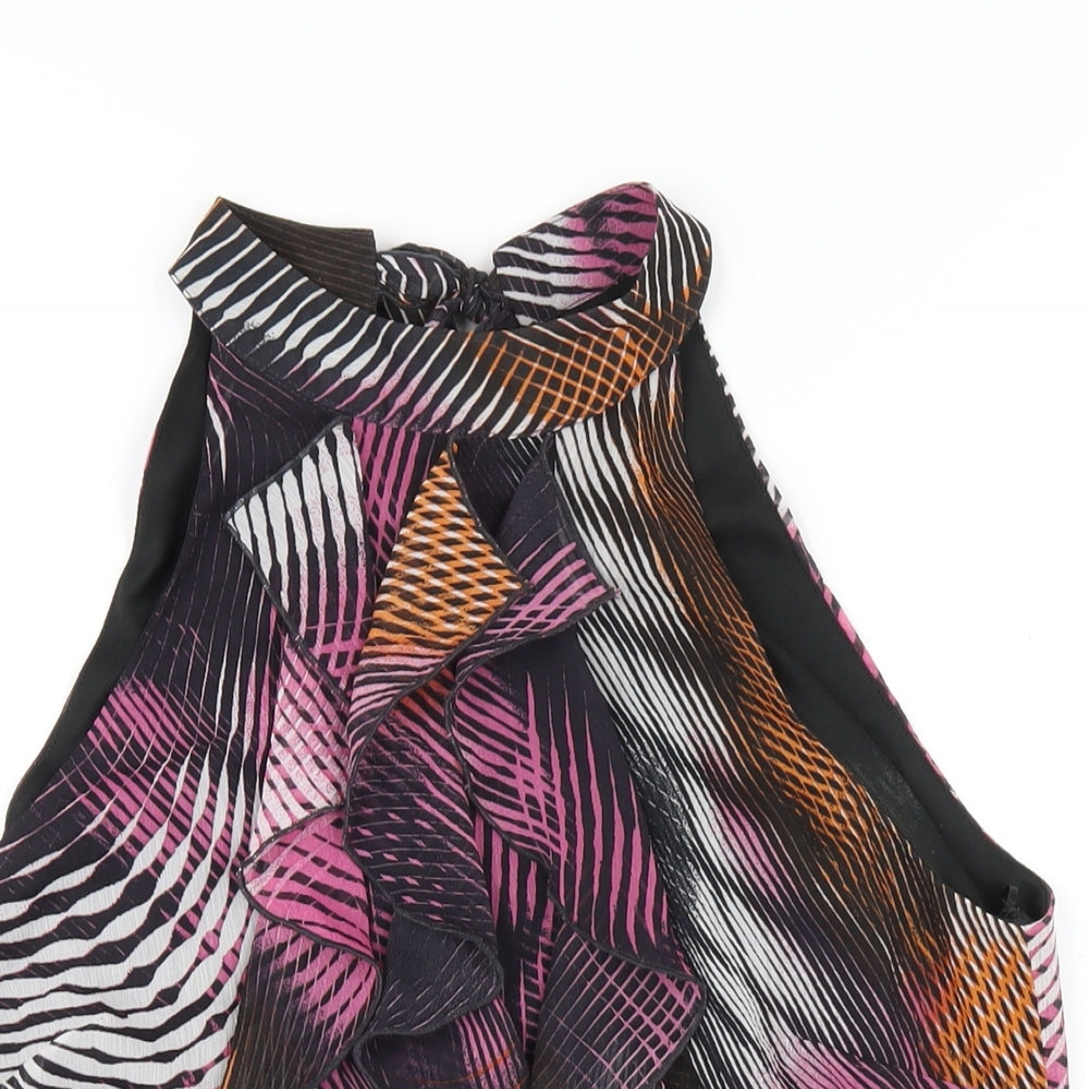 Paraphrase Womens Multicoloured Geometric Polyester Basic Blouse Size L Round Neck