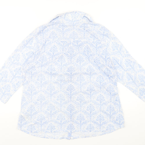 Marks and Spencer Womens Blue Geometric Polyester Basic Button-Up Size 18 Collared
