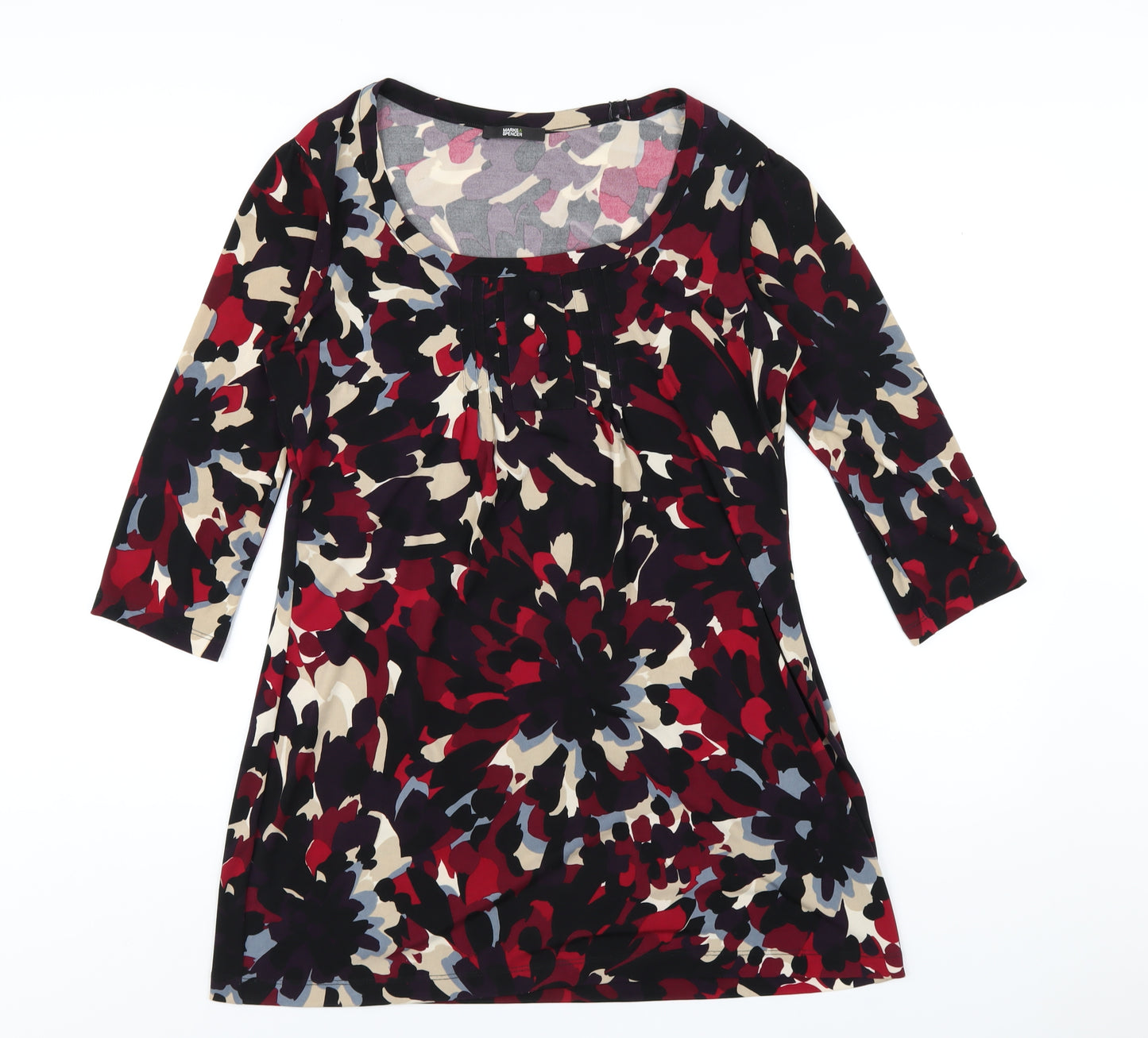 Marks and Spencer Womens Multicoloured Geometric Polyester A-Line Size 12 Scoop Neck Pullover