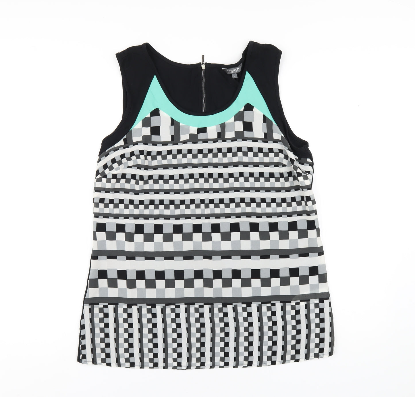 Marks and Spencer Womens Multicoloured Geometric Polyester Basic Tank Size 14 Scoop Neck