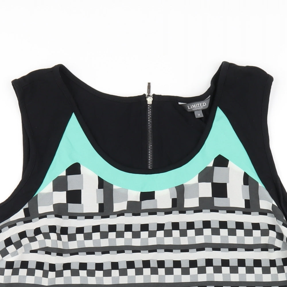 Marks and Spencer Womens Multicoloured Geometric Polyester Basic Tank Size 14 Scoop Neck