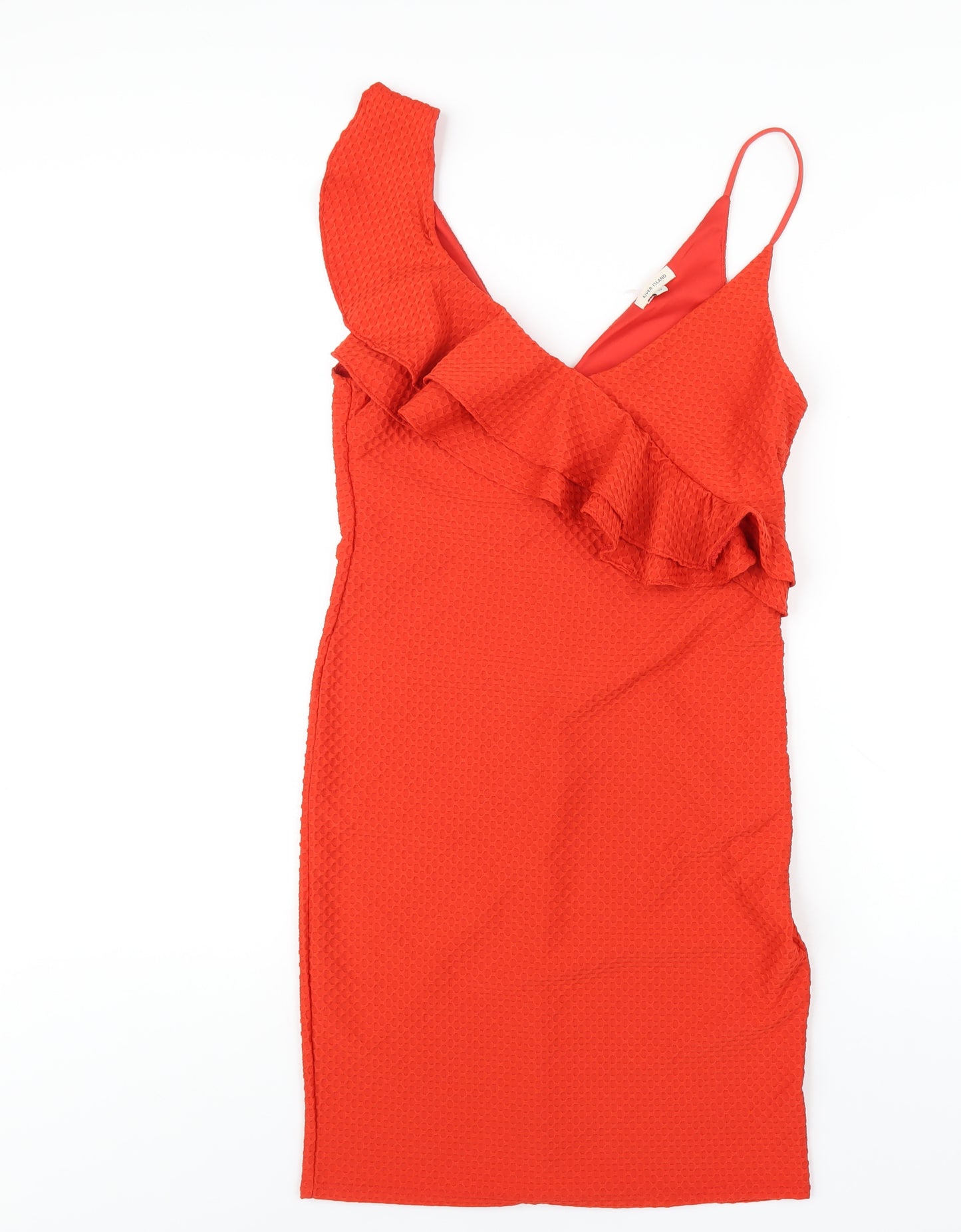 River Island Womens Red Polyester Bodycon Size 12 V-Neck Pullover