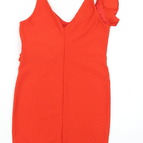 River Island Womens Red Polyester Bodycon Size 12 V-Neck Pullover