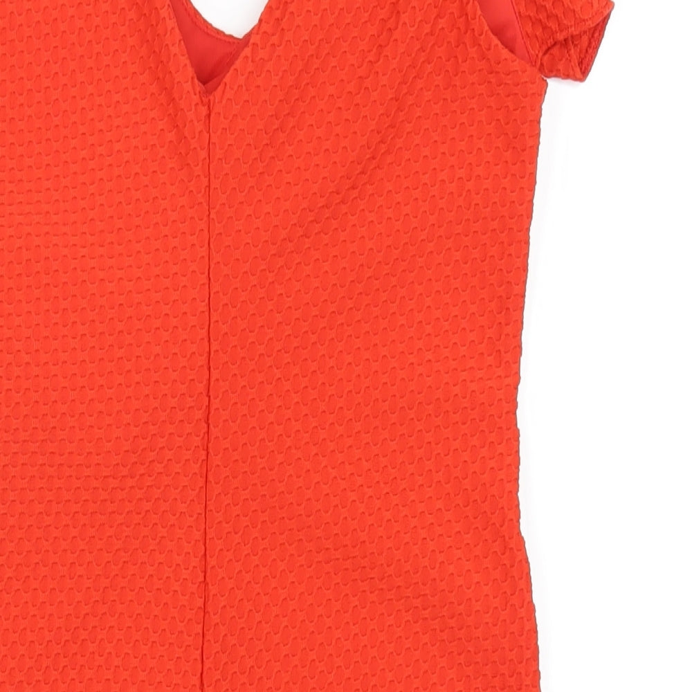 River Island Womens Red Polyester Bodycon Size 12 V-Neck Pullover