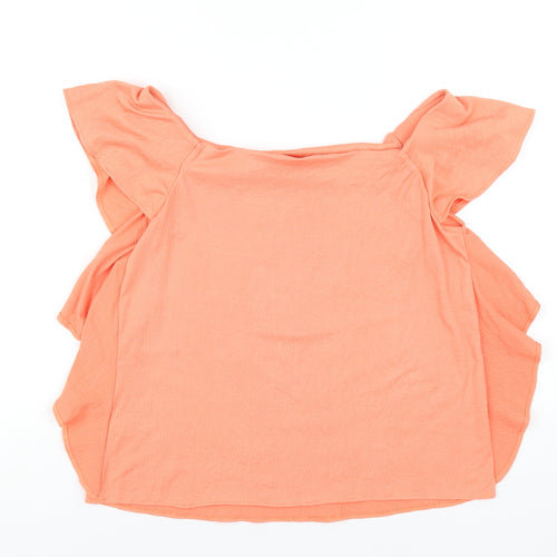 Marks and Spencer Womens Orange Polyester Basic T-Shirt Size 10 Off the Shoulder