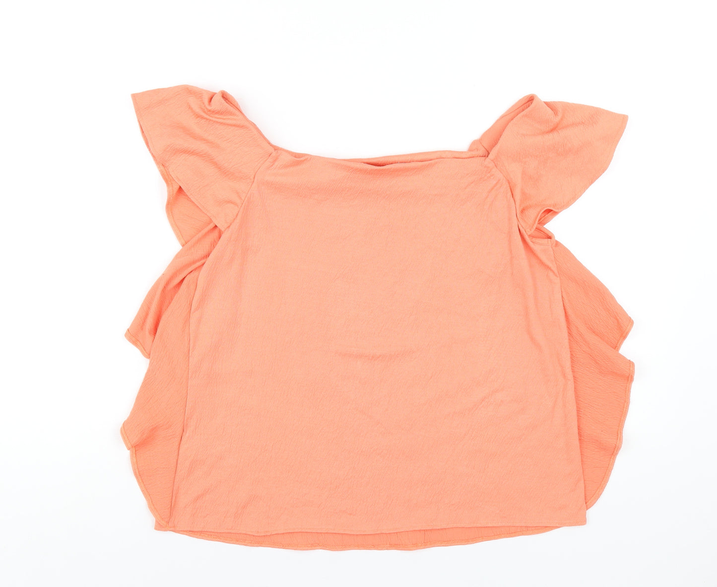 Marks and Spencer Womens Orange Polyester Basic T-Shirt Size 10 Off the Shoulder