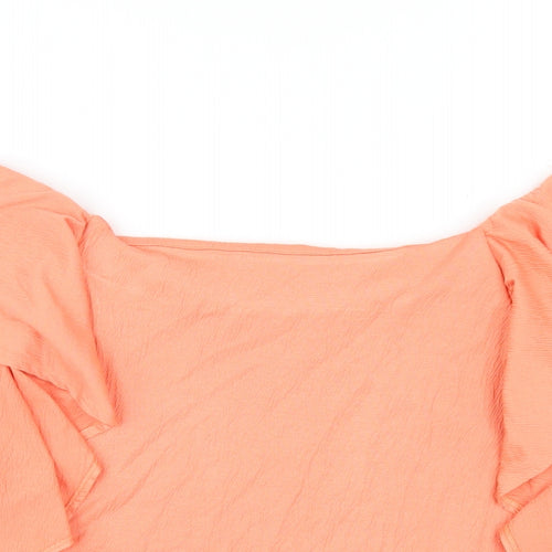 Marks and Spencer Womens Orange Polyester Basic T-Shirt Size 10 Off the Shoulder