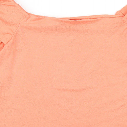 Marks and Spencer Womens Orange Polyester Basic T-Shirt Size 10 Off the Shoulder
