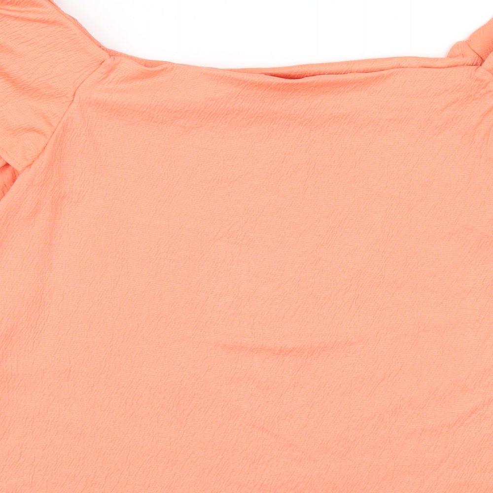 Marks and Spencer Womens Orange Polyester Basic T-Shirt Size 10 Off the Shoulder