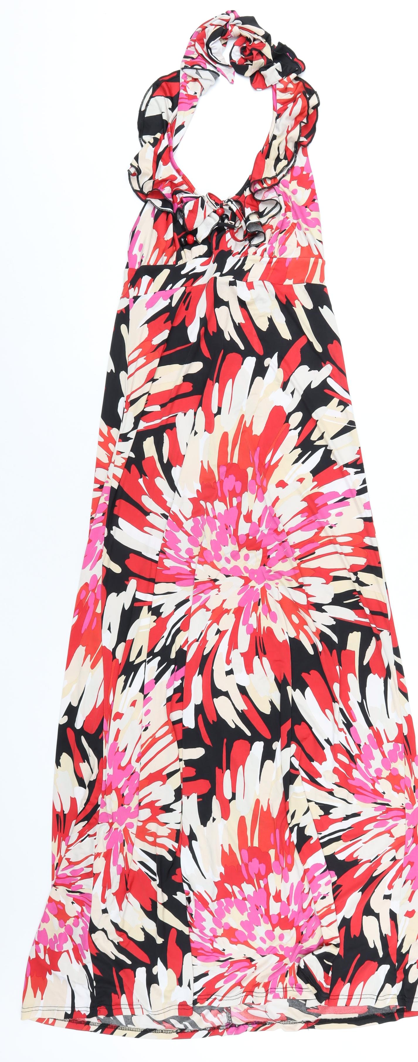 Julien Macdonald Womens Multicoloured Geometric Polyester Maxi Size 8 Halter Pullover