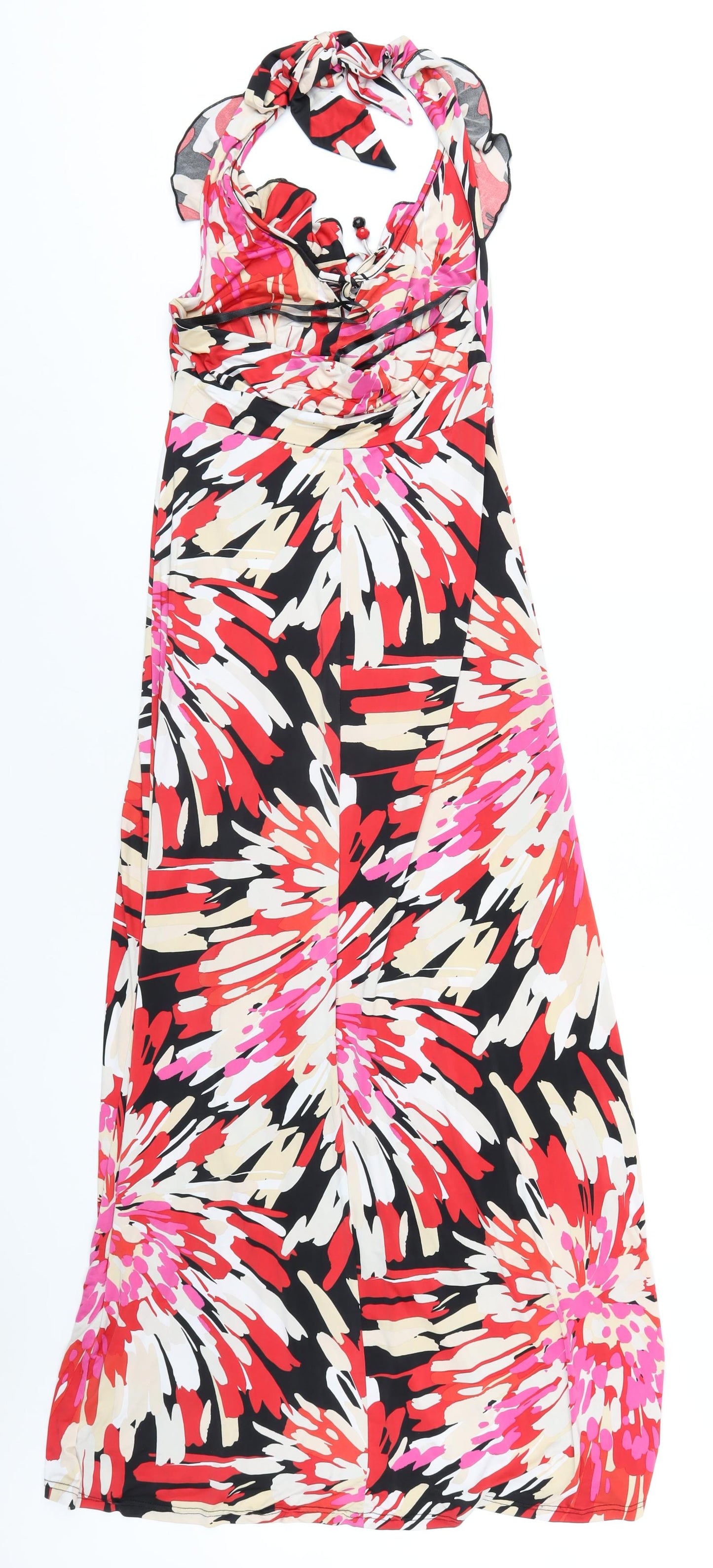 Julien Macdonald Womens Multicoloured Geometric Polyester Maxi Size 8 Halter Pullover