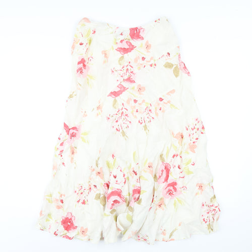 Per Una Womens Multicoloured Floral Linen A-Line Skirt Size 10