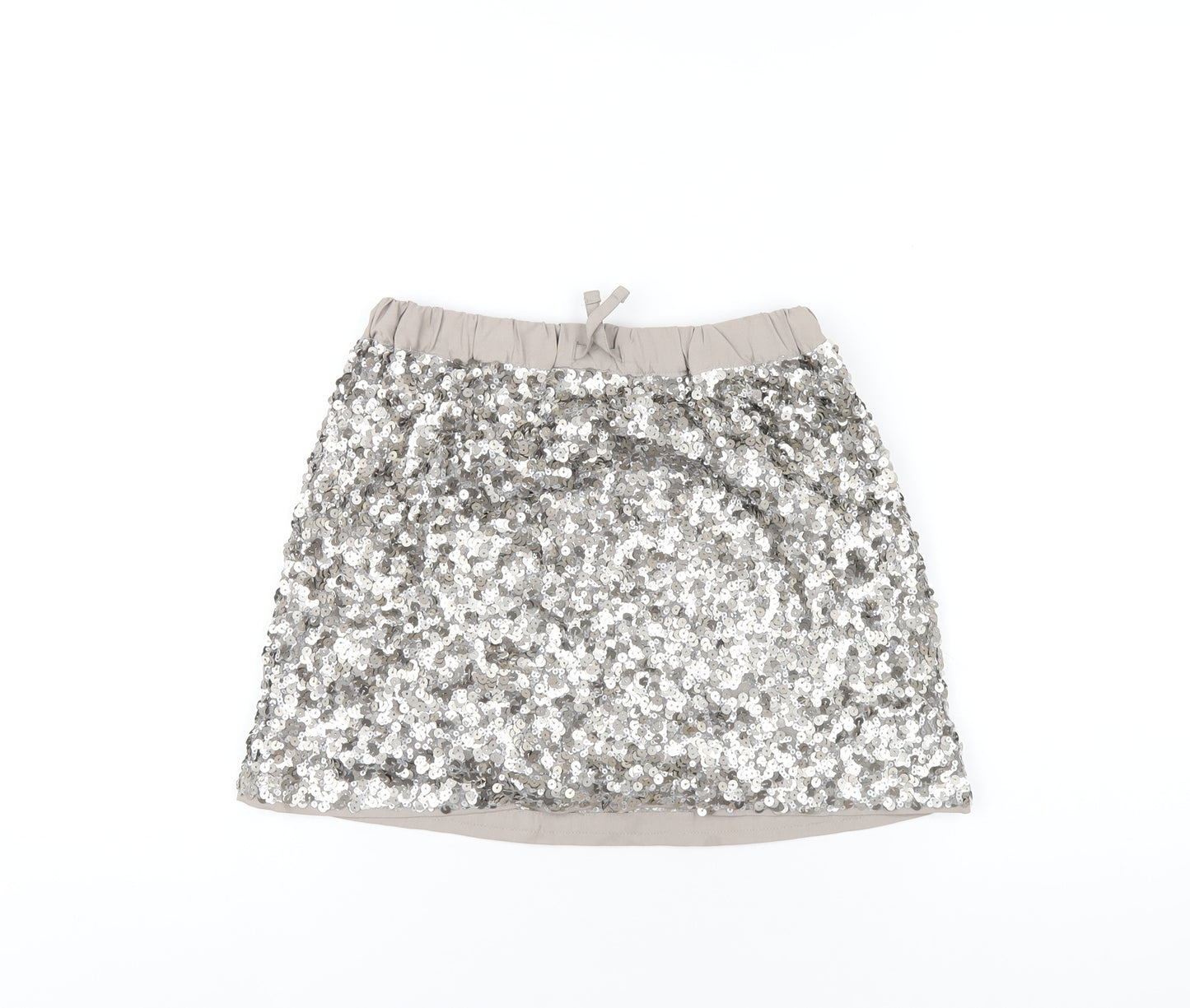 Marks and Spencer Girls Grey Polyester A-Line Skirt Size 9-10 Years Regular Drawstring - Sequin