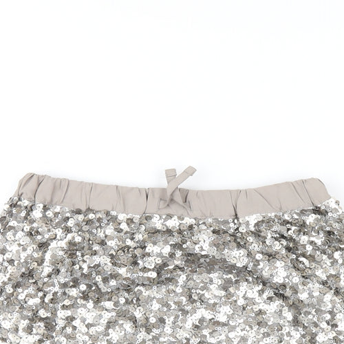 Marks and Spencer Girls Grey Polyester A-Line Skirt Size 9-10 Years Regular Drawstring - Sequin