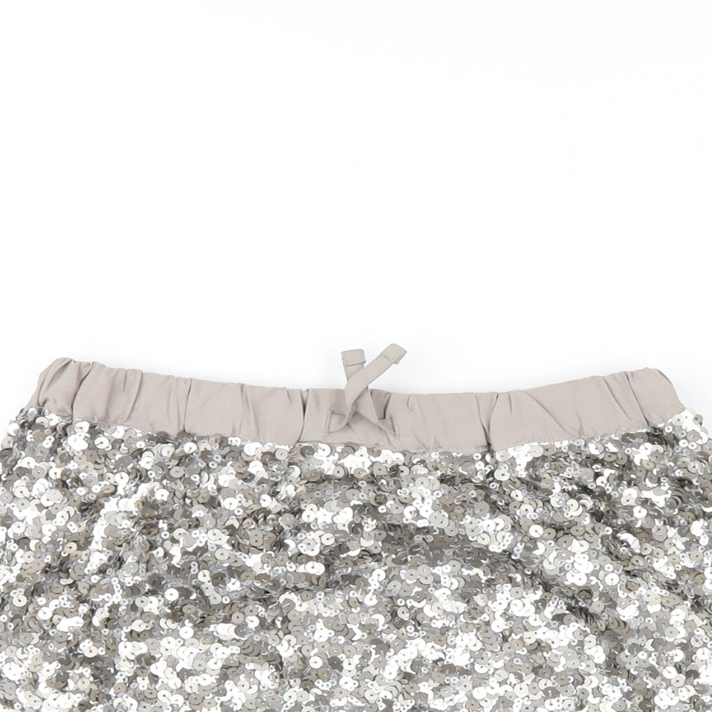 Marks and Spencer Girls Grey Polyester A-Line Skirt Size 9-10 Years Regular Drawstring - Sequin