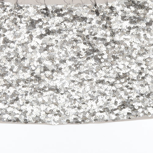 Marks and Spencer Girls Grey Polyester A-Line Skirt Size 9-10 Years Regular Drawstring - Sequin