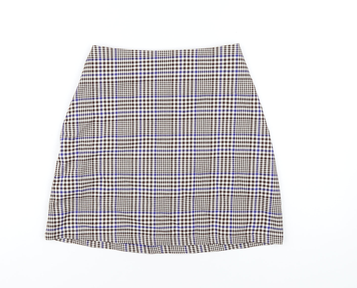 Monki Womens Multicoloured Plaid Polyester A-Line Skirt Size 6 Zip