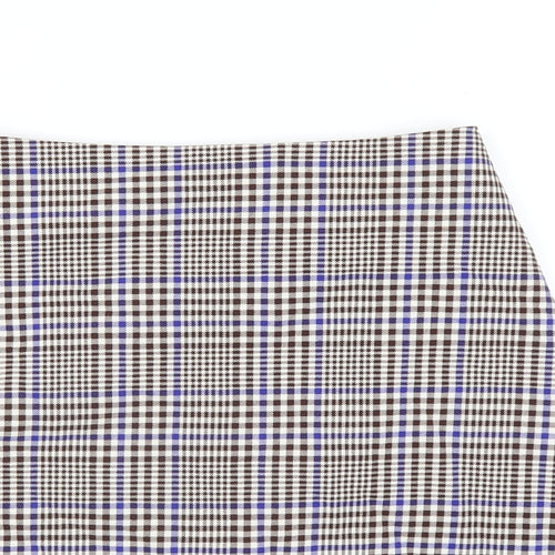Monki Womens Multicoloured Plaid Polyester A-Line Skirt Size 6 Zip
