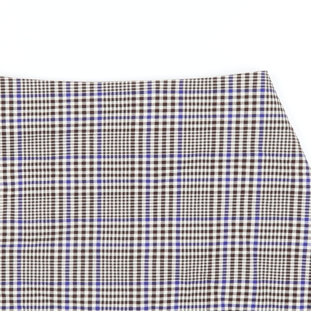 Monki Womens Multicoloured Plaid Polyester A-Line Skirt Size 6 Zip
