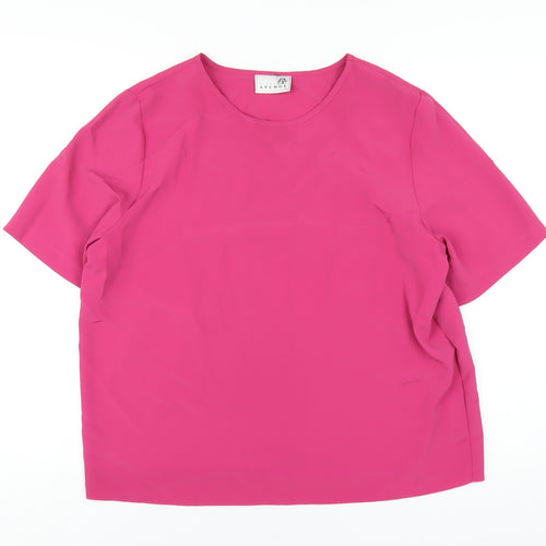 First Avenue Womens Pink Polyester Basic T-Shirt Size 18 Round Neck