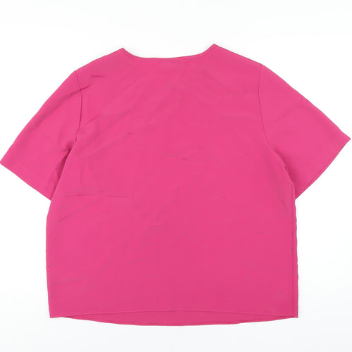 First Avenue Womens Pink Polyester Basic T-Shirt Size 18 Round Neck