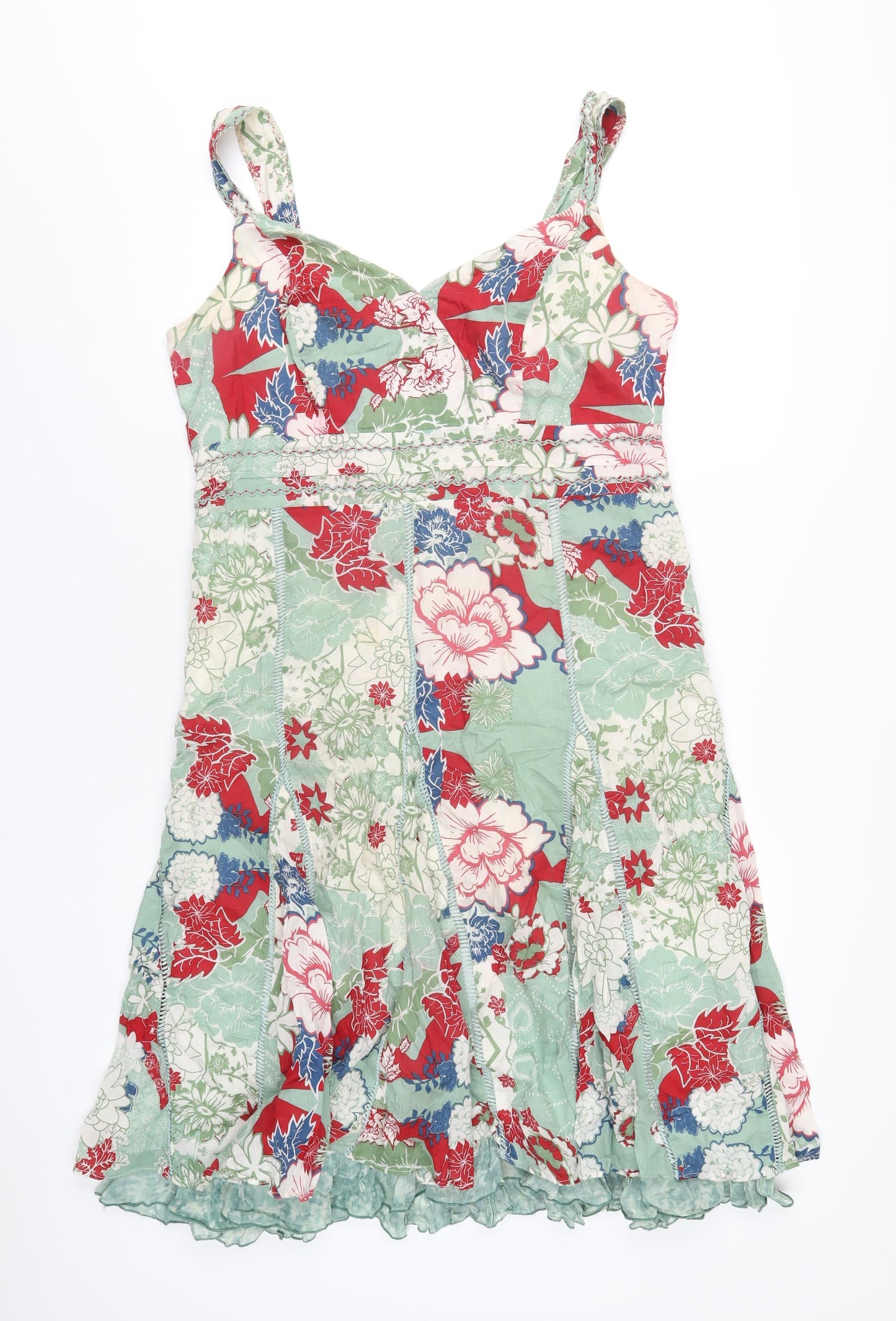 Per Una Womens Multicoloured Geometric Cotton A-Line Size 16 V-Neck Zip