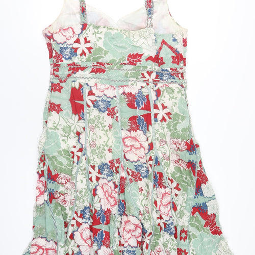 Per Una Womens Multicoloured Geometric Cotton A-Line Size 16 V-Neck Zip