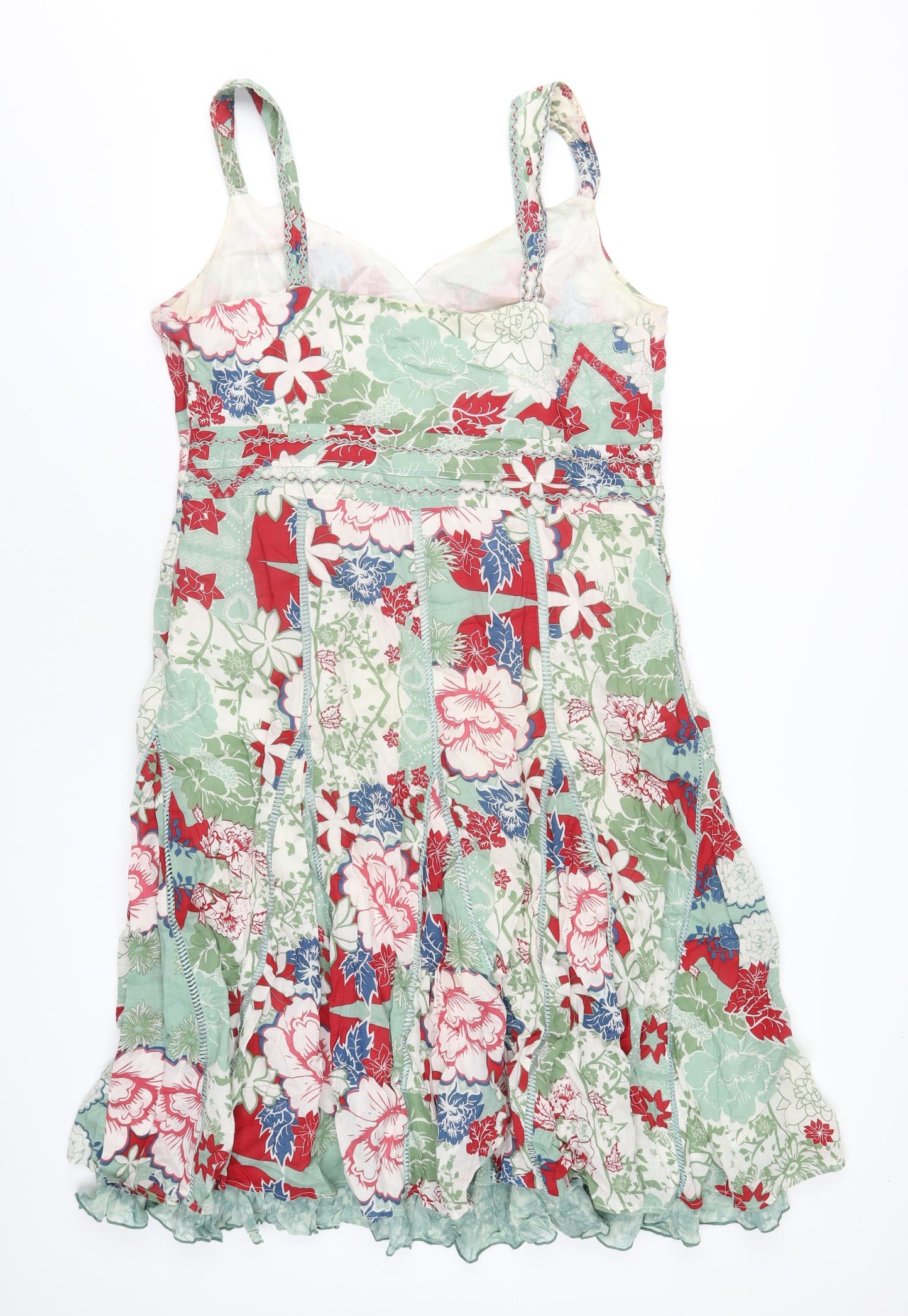 Per Una Womens Multicoloured Geometric Cotton A-Line Size 16 V-Neck Zip