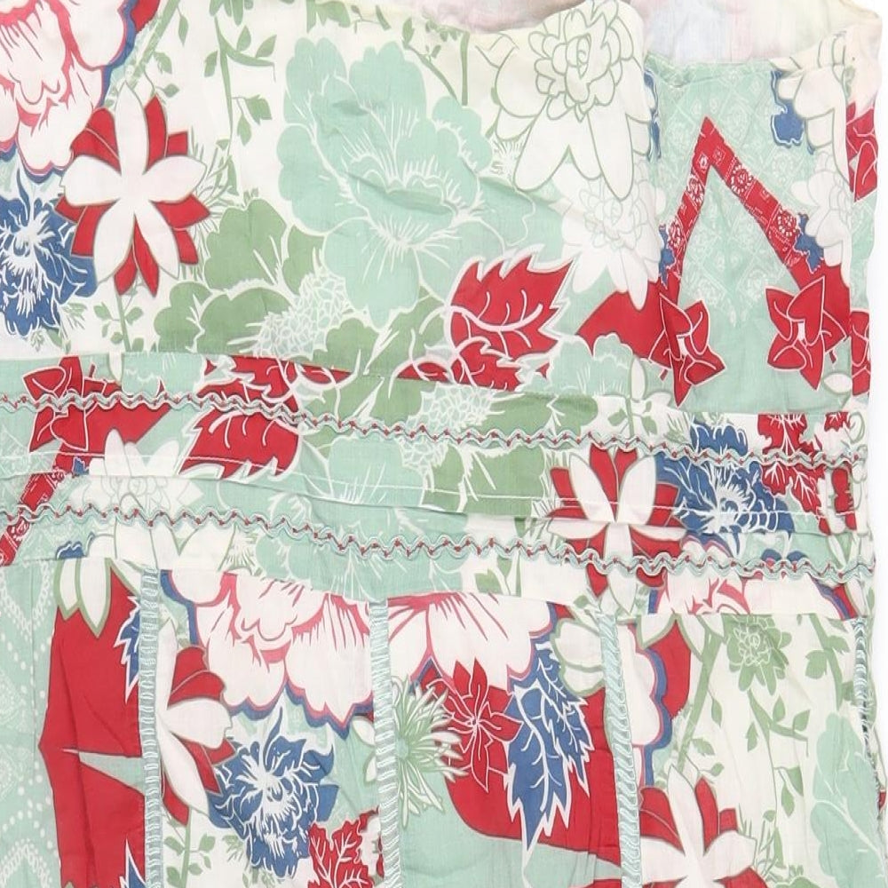 Per Una Womens Multicoloured Geometric Cotton A-Line Size 16 V-Neck Zip