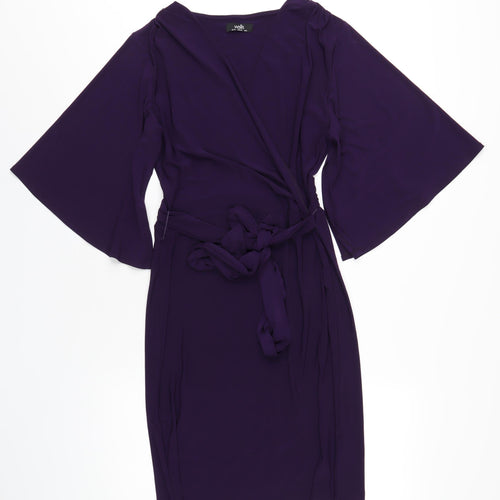 Wallis Womens Purple Polyester Bodycon Size 10 V-Neck Pullover