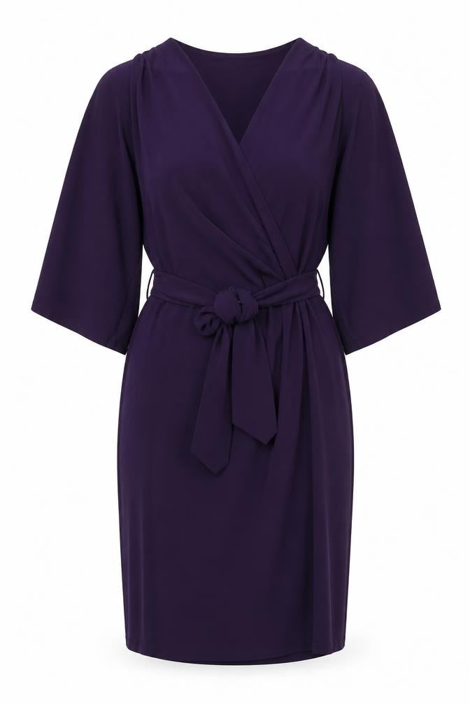 Front view of Wallis women’s purple polyester bodycon, size UK 10, v-neck pullover