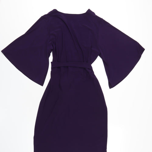 Wallis Womens Purple Polyester Bodycon Size 10 V-Neck Pullover
