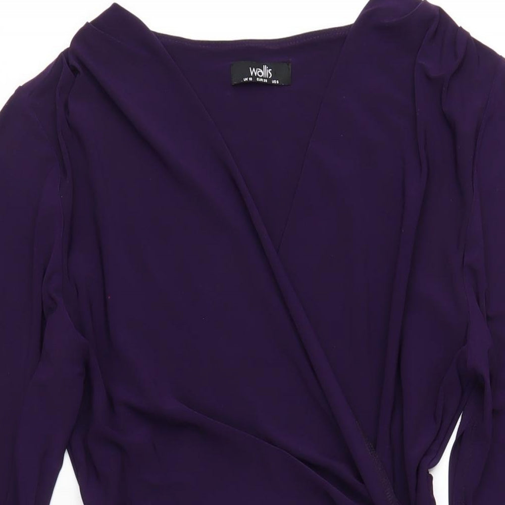 Wallis Womens Purple Polyester Bodycon Size 10 V-Neck Pullover