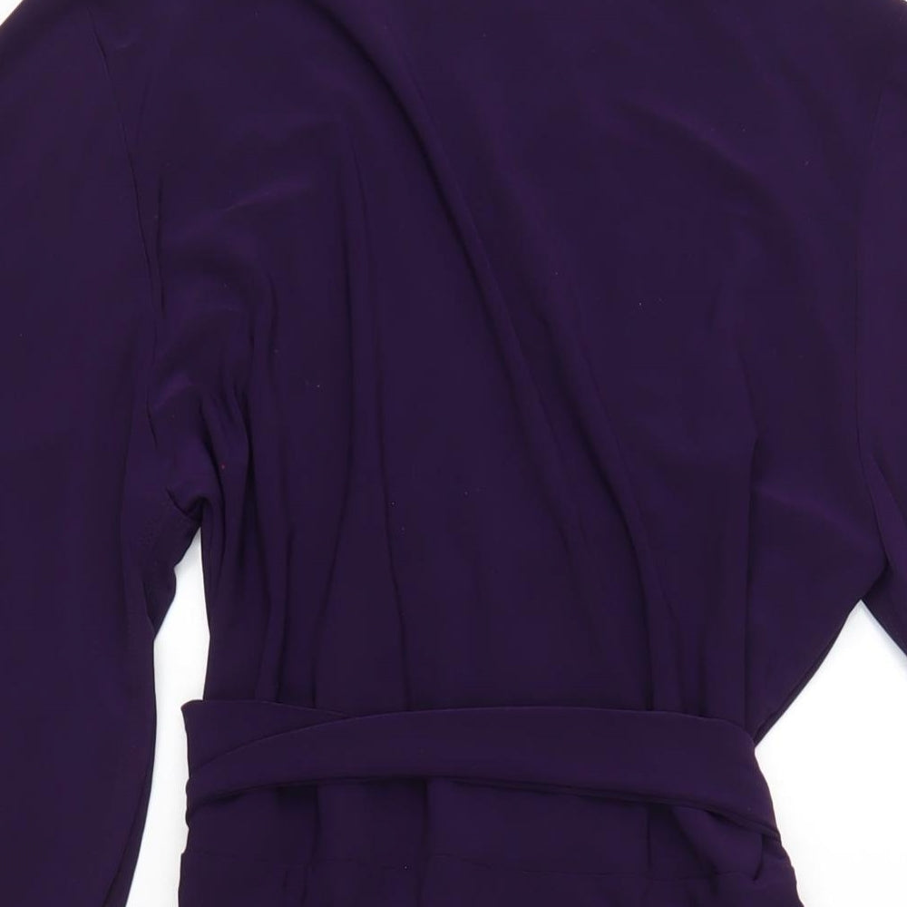 Wallis Womens Purple Polyester Bodycon Size 10 V-Neck Pullover