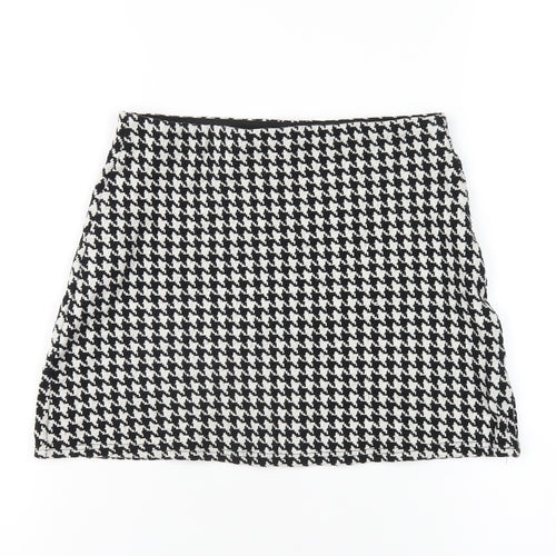 Mango Womens Black Geometric Cotton A-Line Skirt Size S